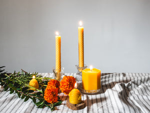 Rolled taper beeswax candles